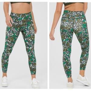 Aerie Offline Goals High-Waisted 7/8 Leggings Olive Green Blue - Size S